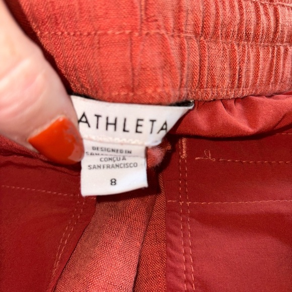 Athleta Retreat Linen Pant Rust Red Size 8 NWT - Picture 6 of 7